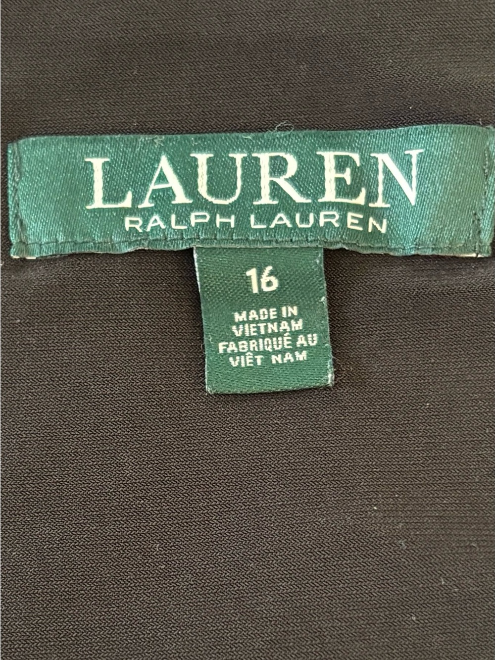 Lauren Ralph Lauren Dress Black Blue White Chain-Print Wrap Midi tie belt sz 16 - Picture 2 of 9